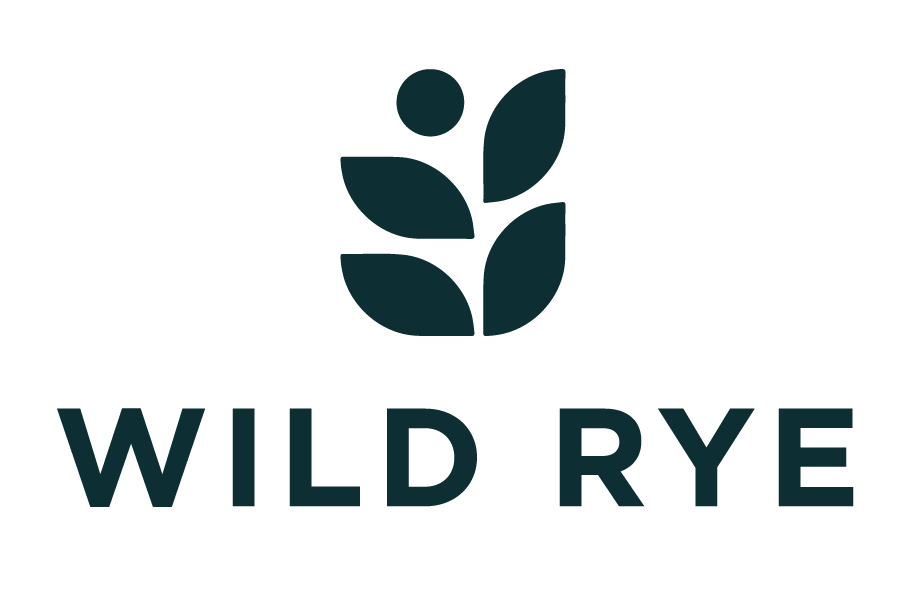 Wild Rye logo featuring stylized leaves and the text 'WILD RYE'