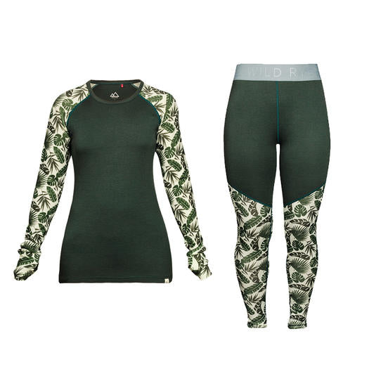 Tropical palm print long-sleeve top and leggings from Wild Rye