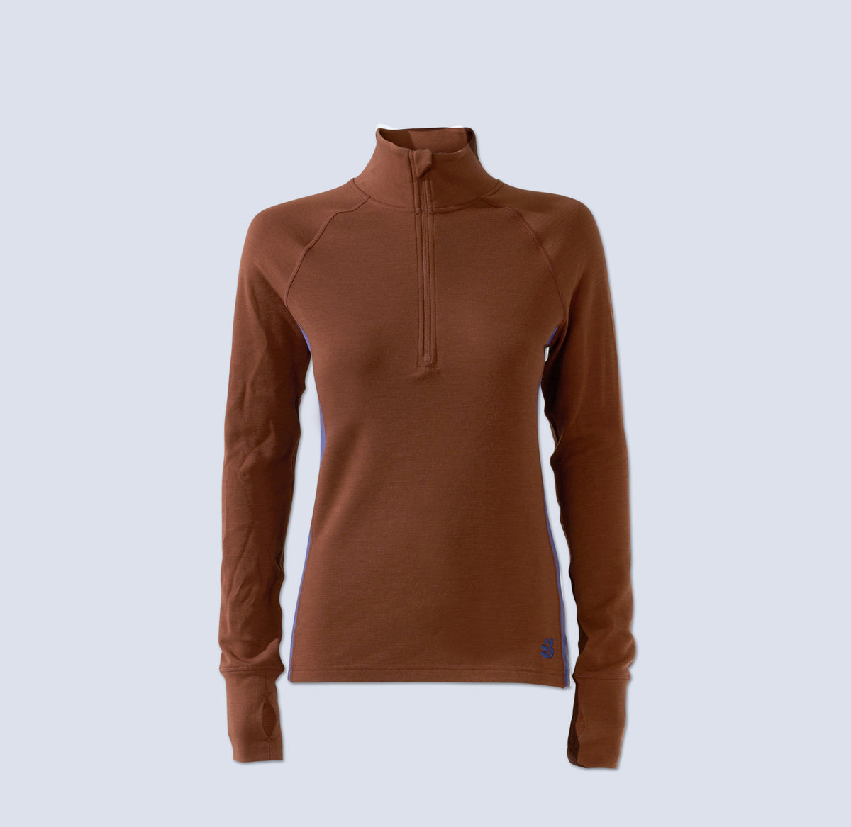 [Chestnut Storm] Bassett Half zip in chestnut storm flatlay
