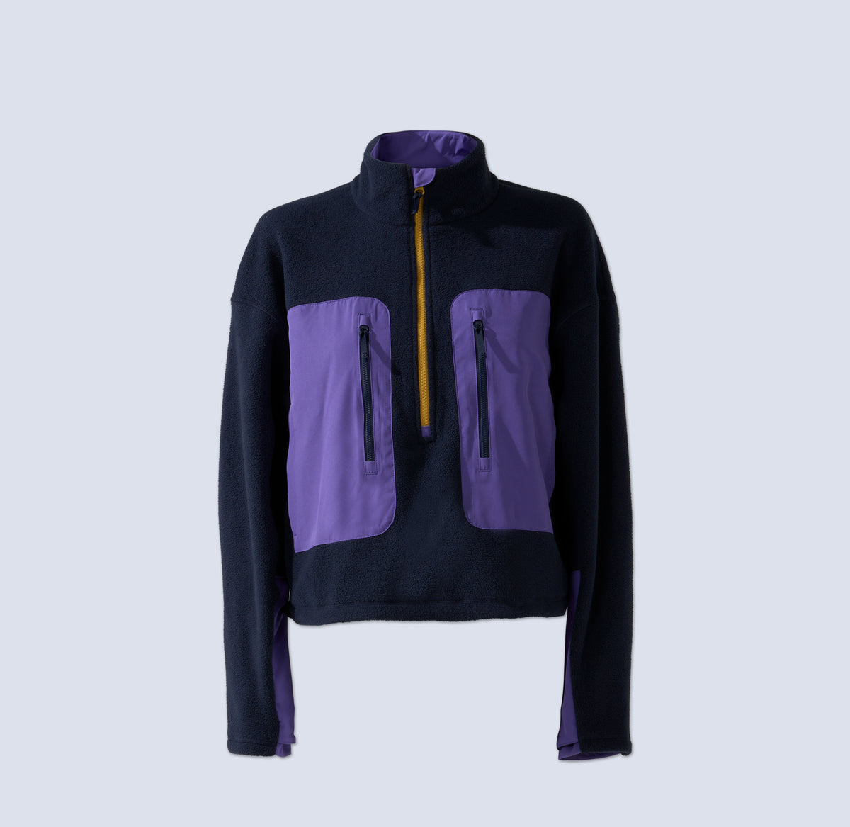 [Midnight] Midnight color, Navy blue and purple fleece flatlay