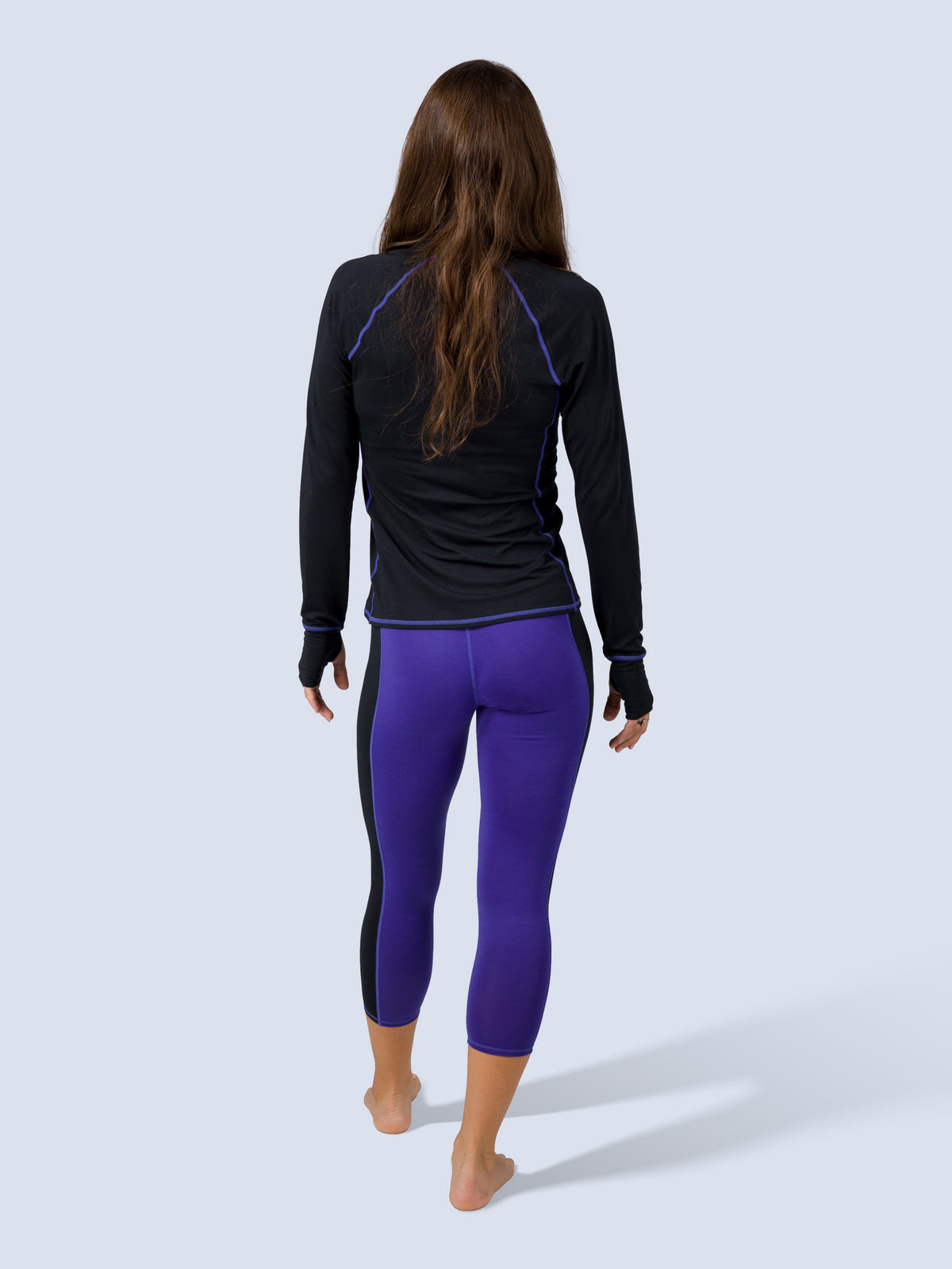 [Lapis Blocked] Bassett LITE Legging in lapis blocked, on model back full body view