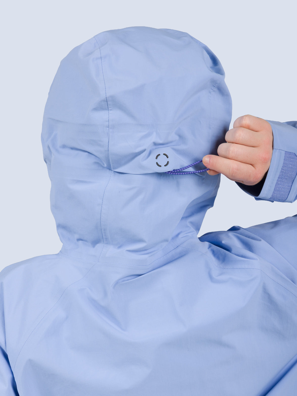 [Breeze] Butterfield 3L Jacket in breeze blue, hood drawcord detail