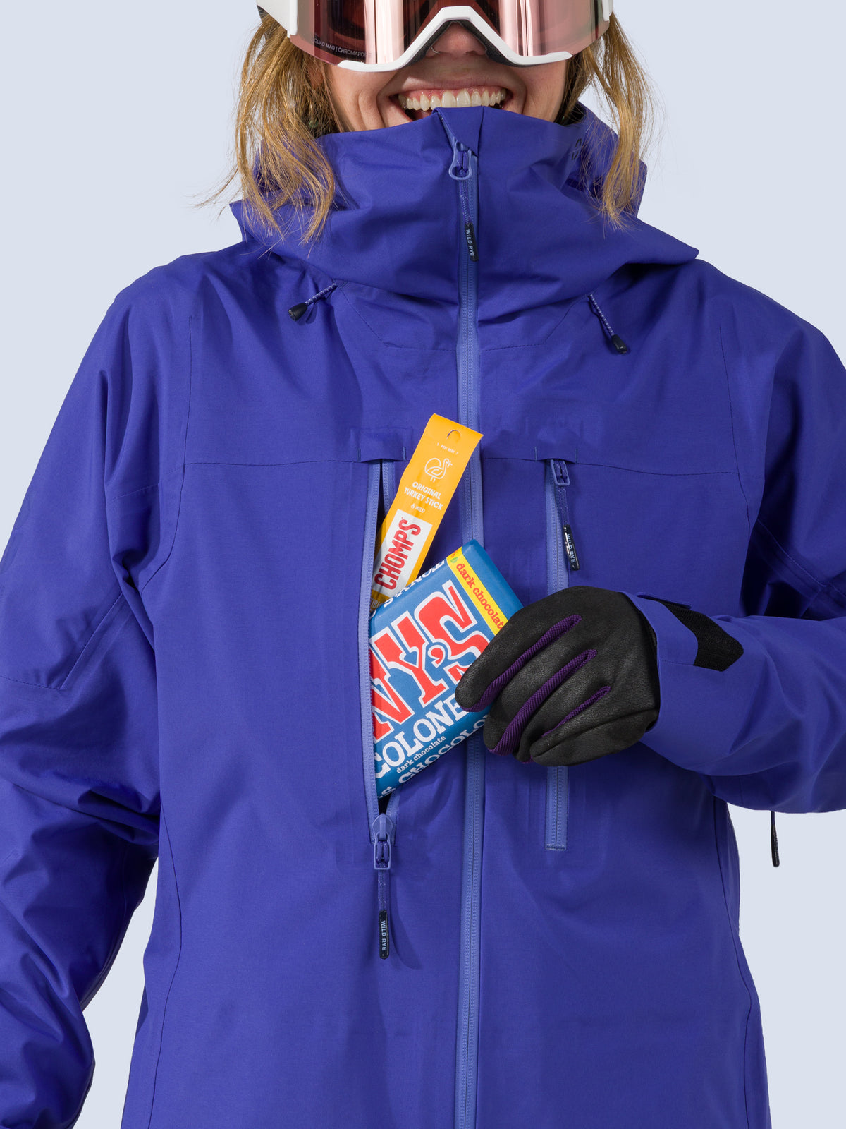 [Lapis] Heyburn 3L Jacket in lapis blue, chest pocket detail
