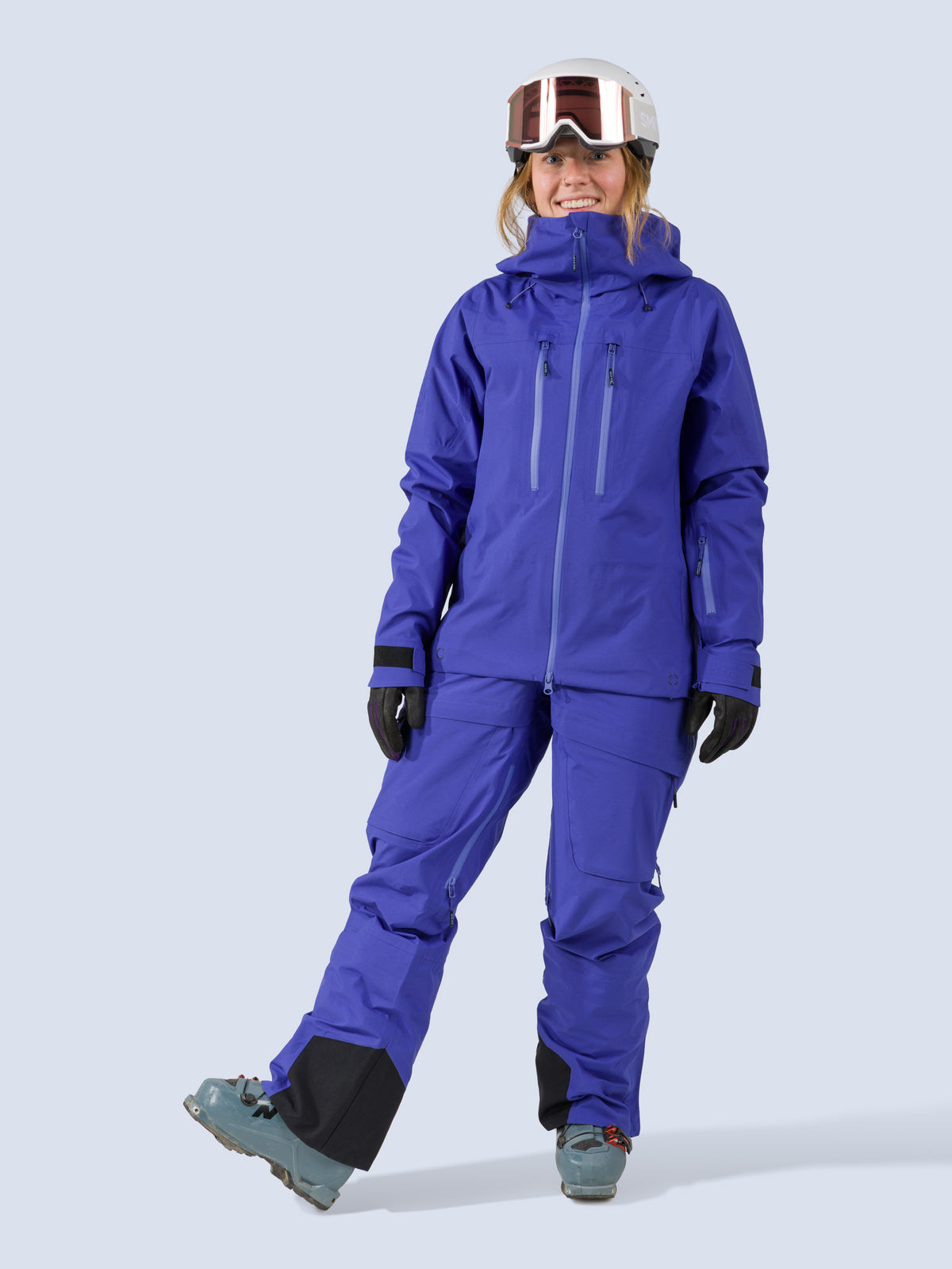 [Lapis] Heyburn 3L Jacket in lapis blue, on model front full body view