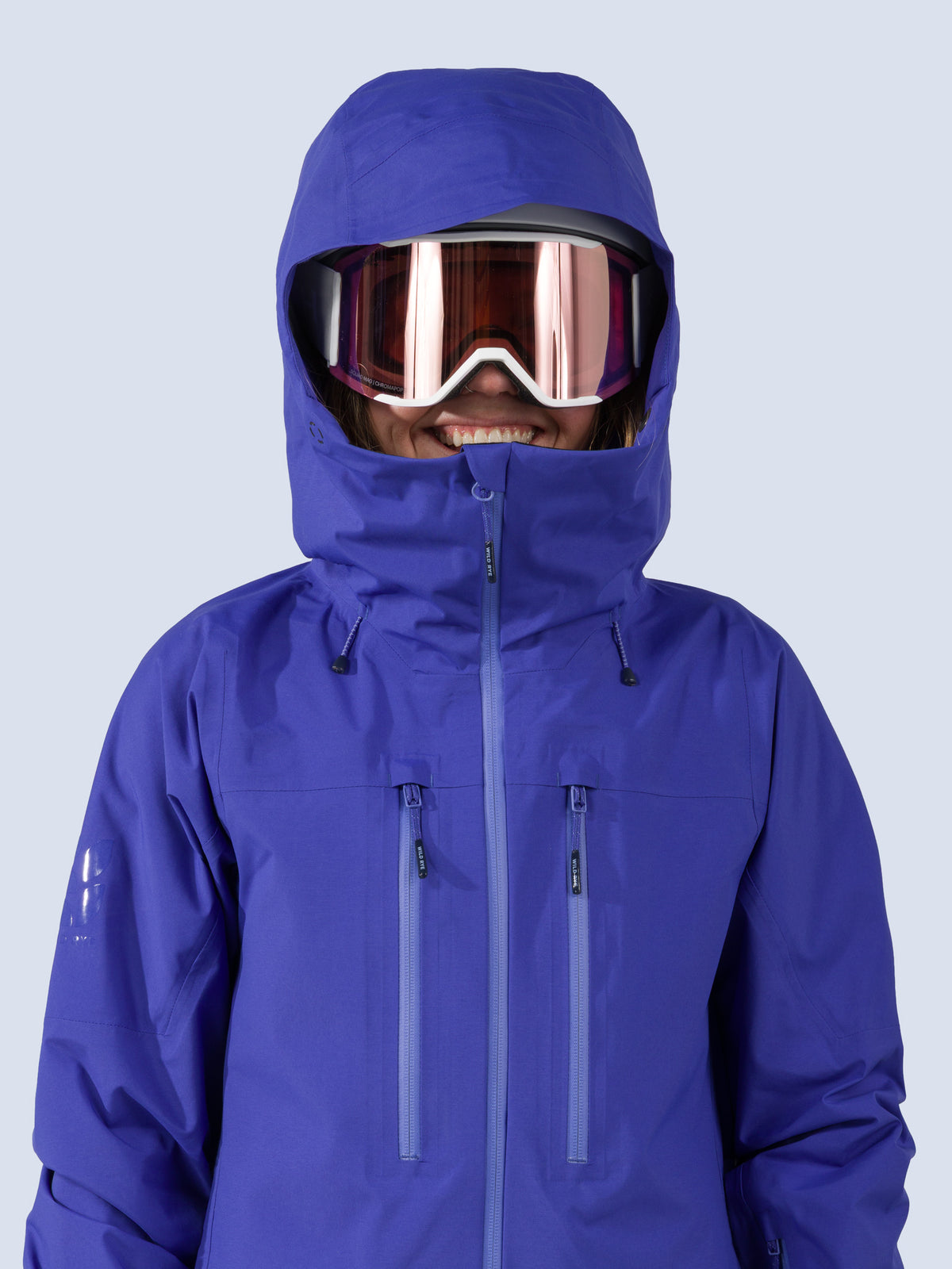 [Lapis] Heyburn 3L Jacket in lapis blue, helmet-compatible hood detail