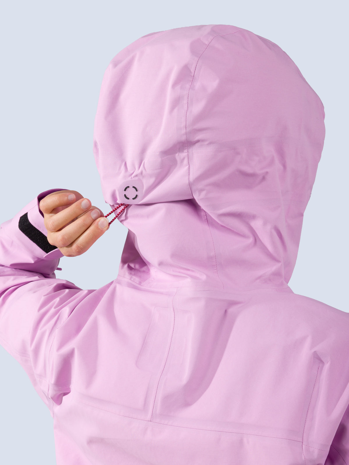 [Orchid] Heyburn 3L Jacket in orchid pink, hood adjustment detail