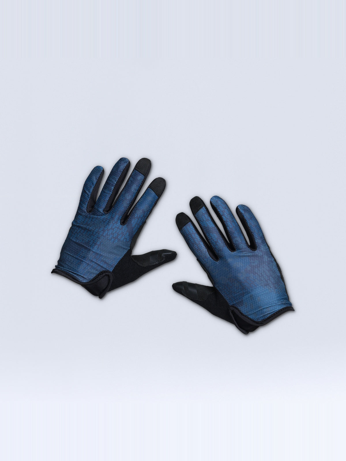 [Cloud Camo] Blue bike gloves, top view
