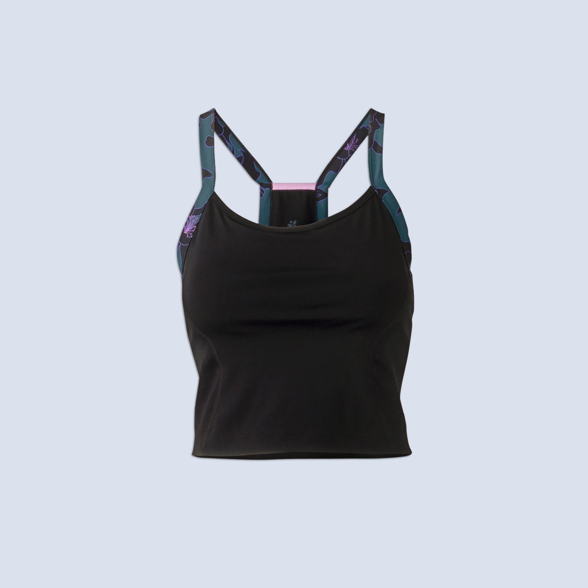 [Black] Lucille crop tank in black, flatlay