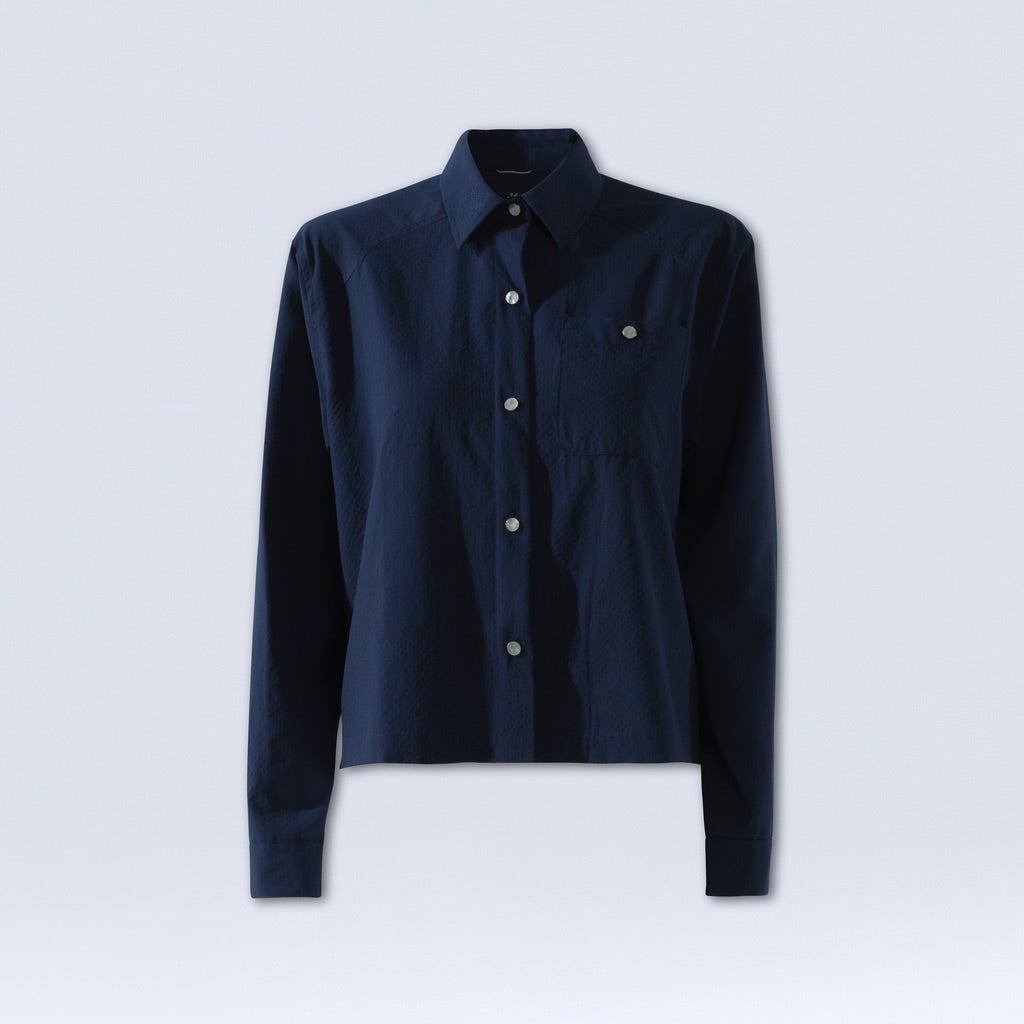 [Midnight] Midnight blue Remi button-down shirt with a pocket
