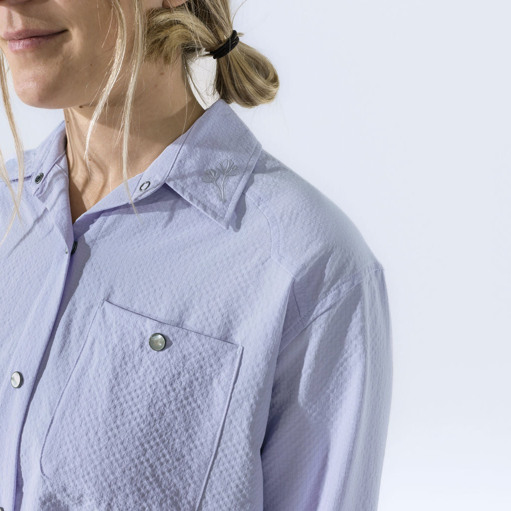 [Purple Haze] Remi button down shirt purple haze embroidered floral detail on collar