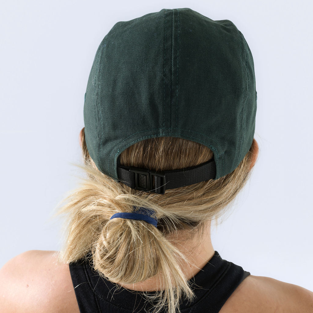 [Shaded Spruce] Edith Brim hat canvas shaded spruce on model back view