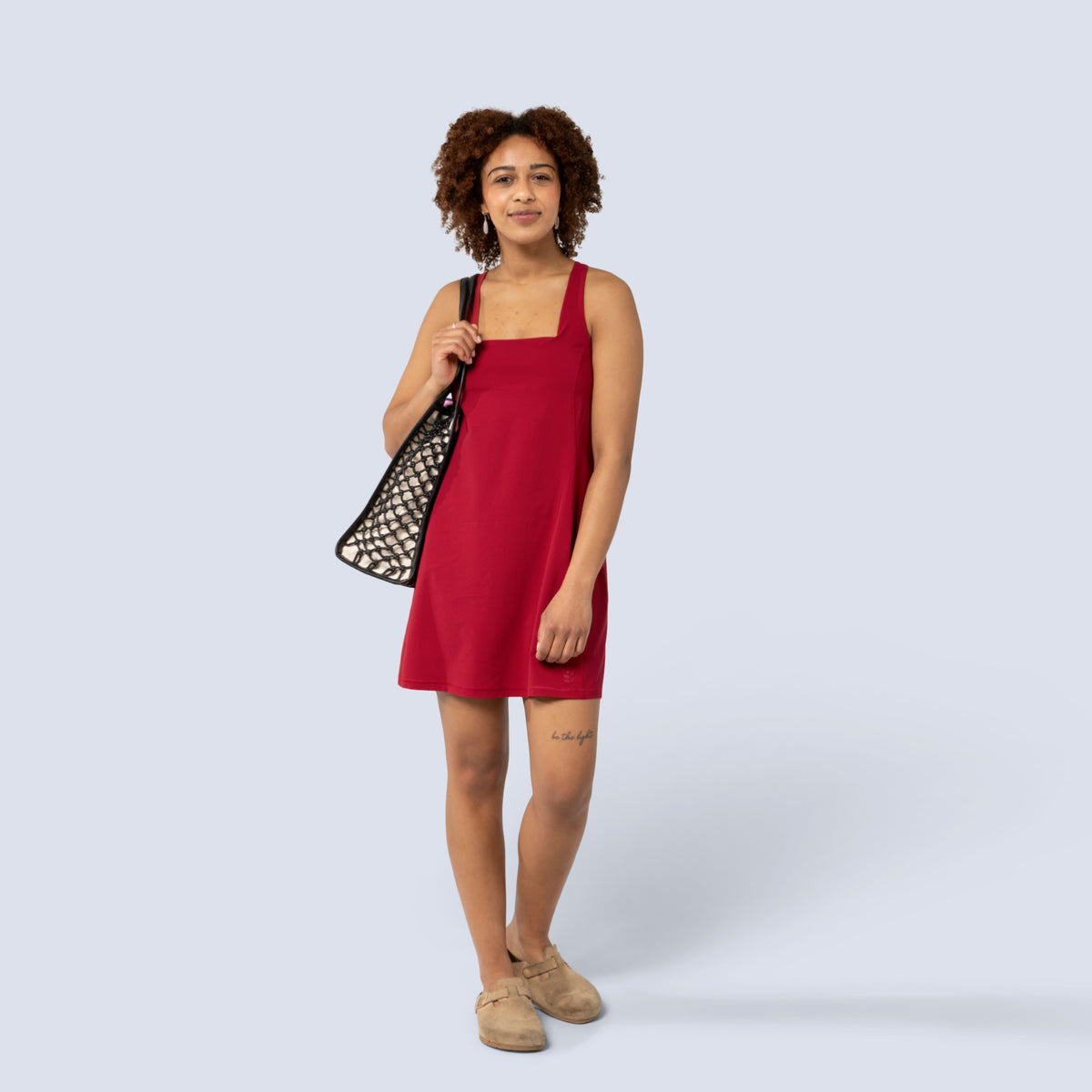 [Star Garnet] Parker Dress in star garnet, on model front full body view