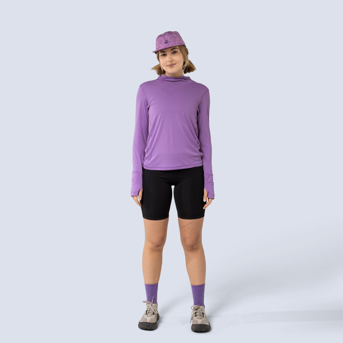 [Amethyst] Sawyer sunshirt amethyst on model front full body view