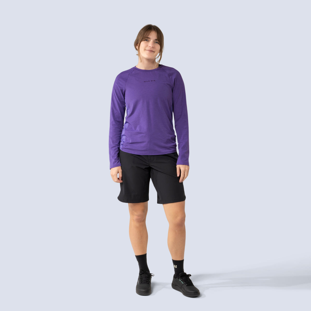 [Black] Riley 10" bike short, black on model front full body view