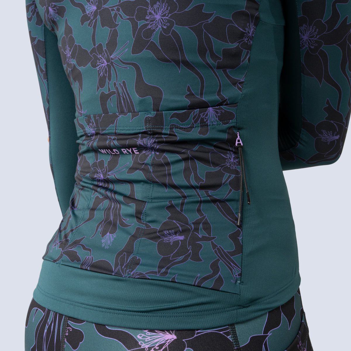[Spruce Aquila Bloom] Gem longsleeve jersey in spruce aquila bloom, zippered rear stash pocket