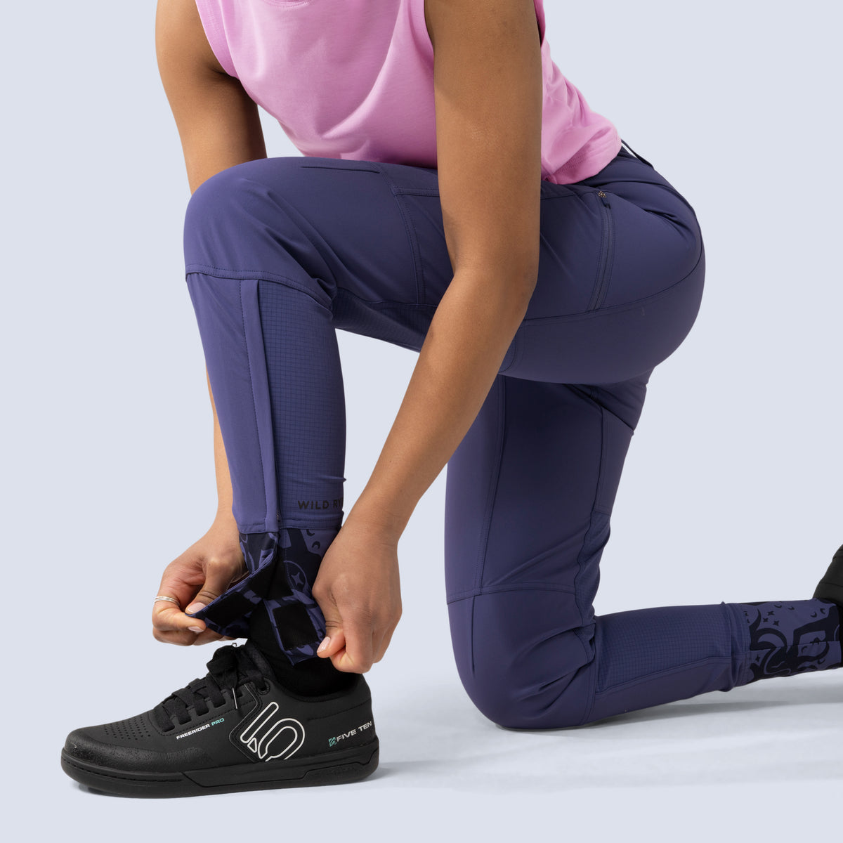 [Reflections] Purple freyah pants ankle velcro detail