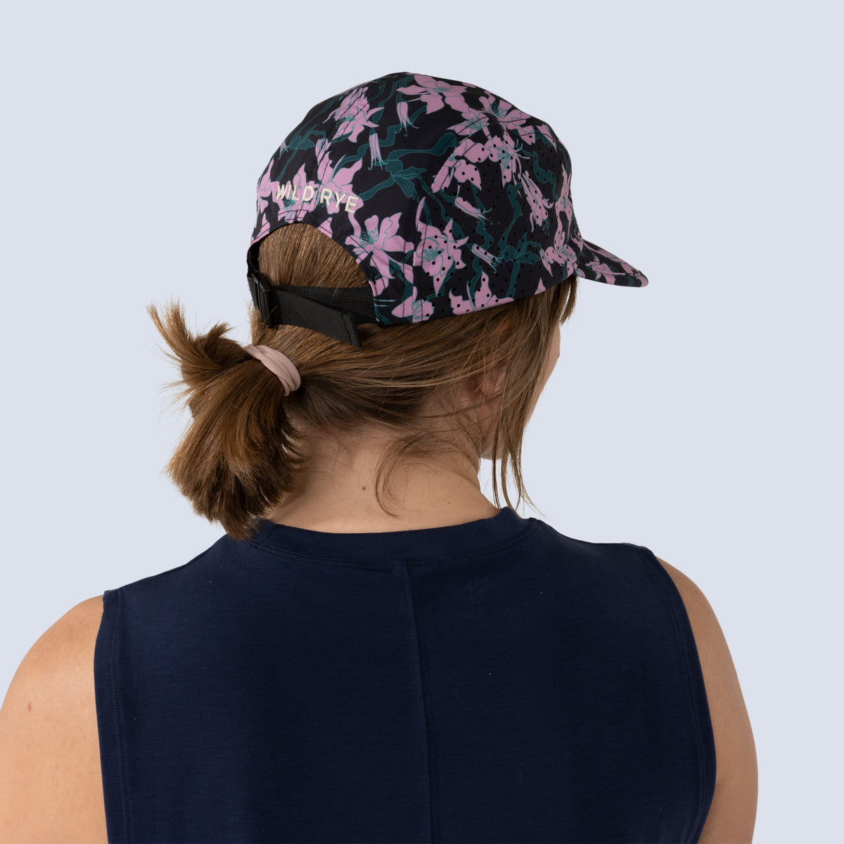 [Black Aquila Bloom] Pungo Cap in Black Aquila Bloom, 3/4 back view