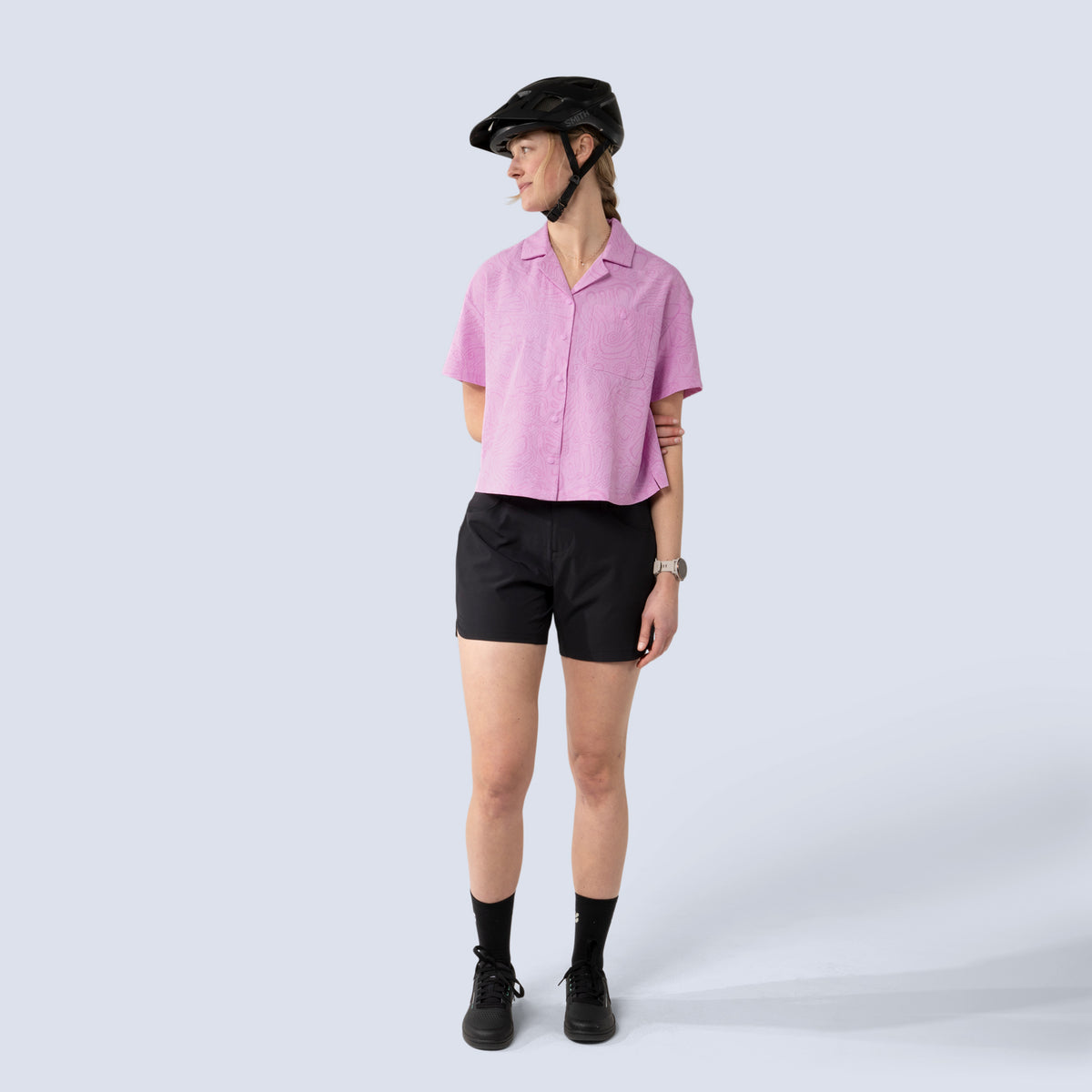 [Black] Rita Short in black, on model front full body view
