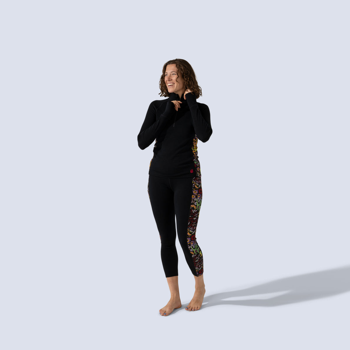[Understory Blocked] Understory blocked bassett half zip, on model front full body view