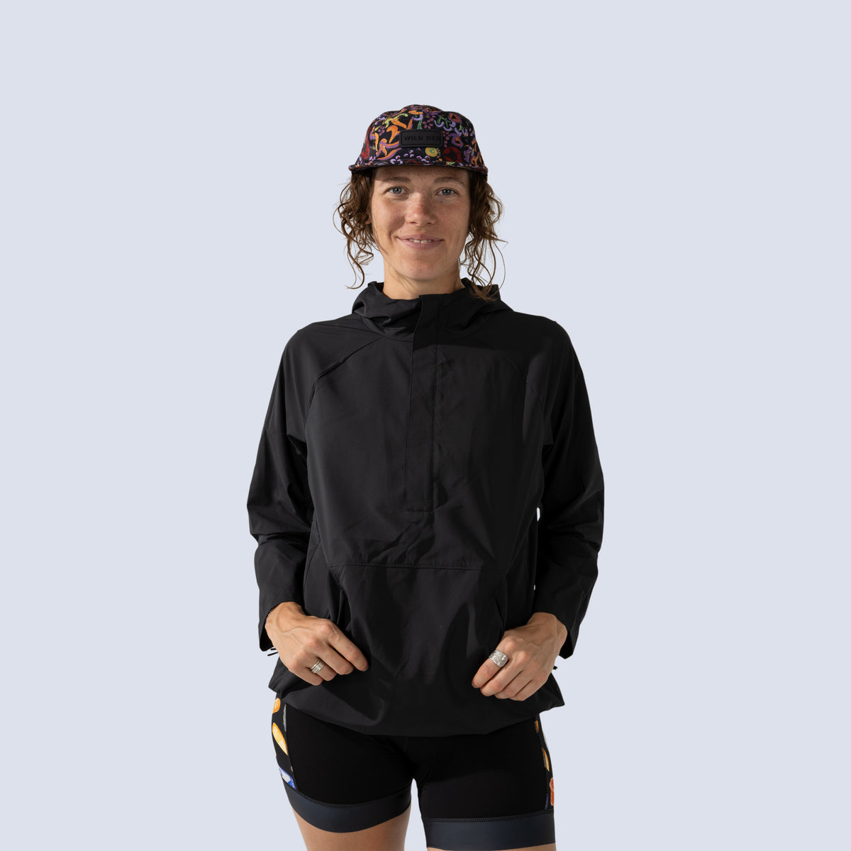 [Black] Black Alden Anorak Windbreaker front crop view 