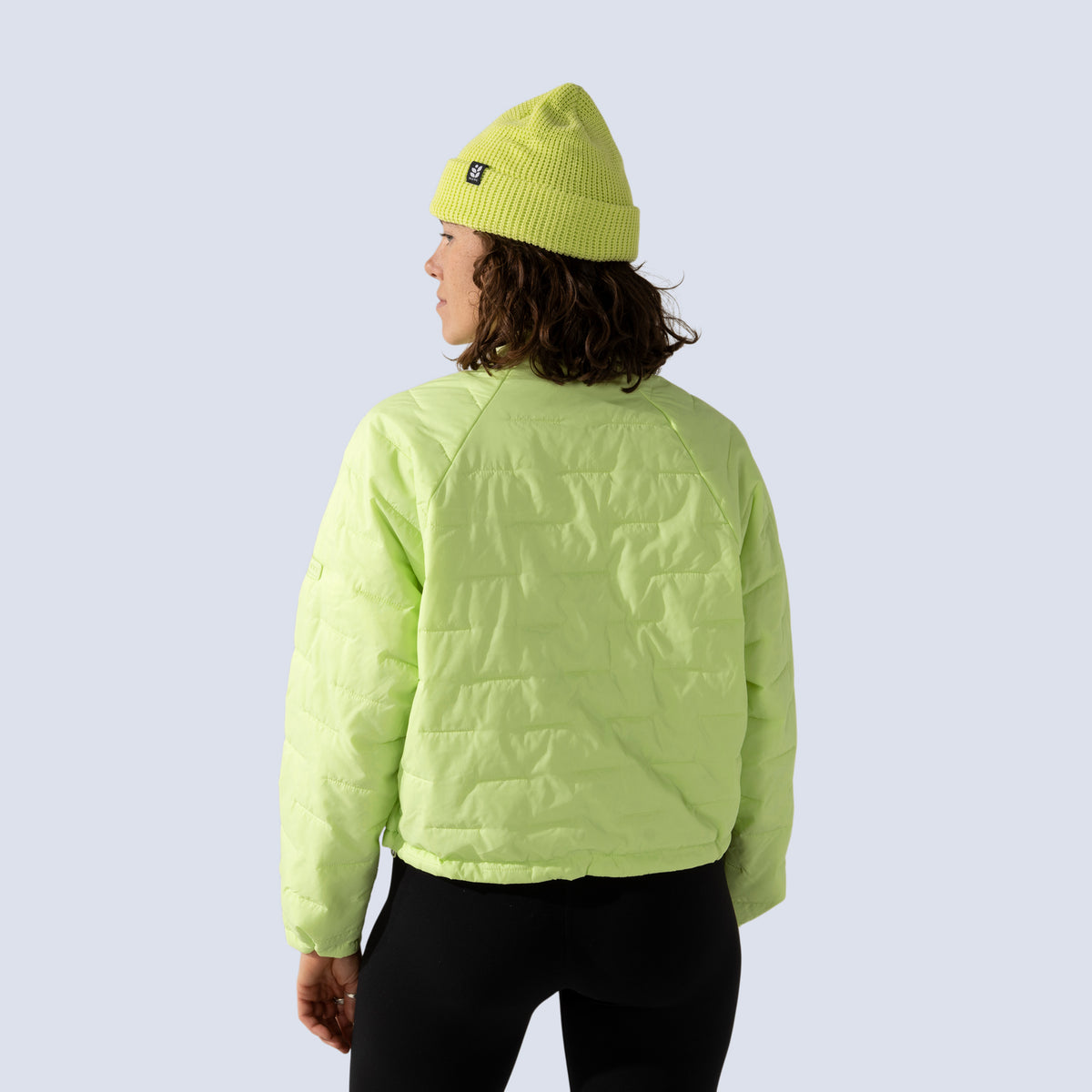 [Iced Matcha] Payette insulated pullover in iced matcha, on model back crop view