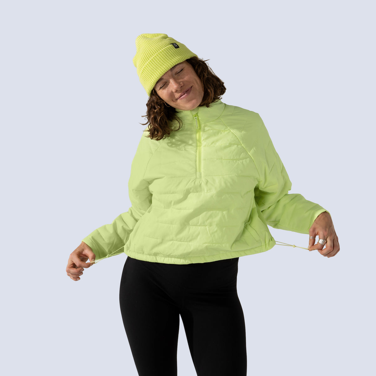 [Iced Matcha] Payette insulated pullover in iced matcha, hem cinch detail 
