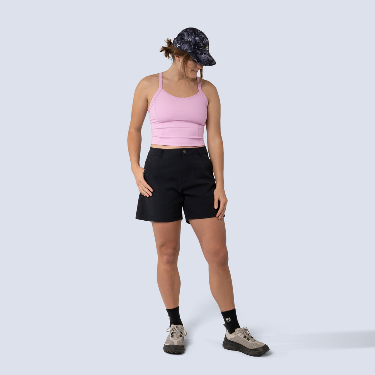 [Black] Esther Short in black, on model front full body view 2