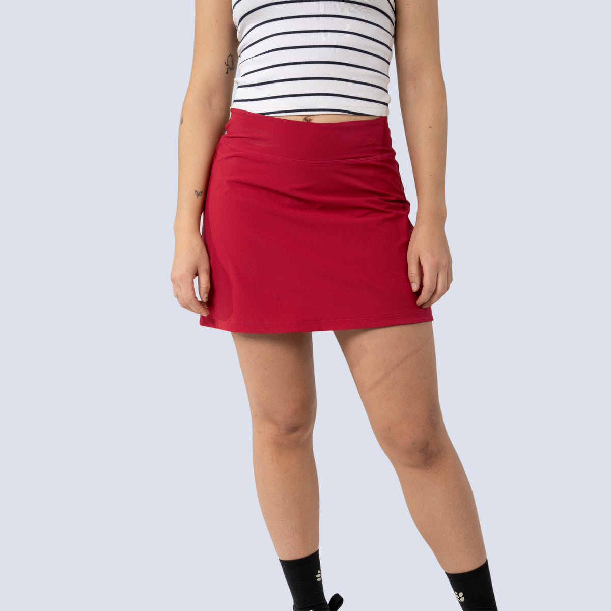 [Star garnet] Parker Skort in star garnet, on model front crop view