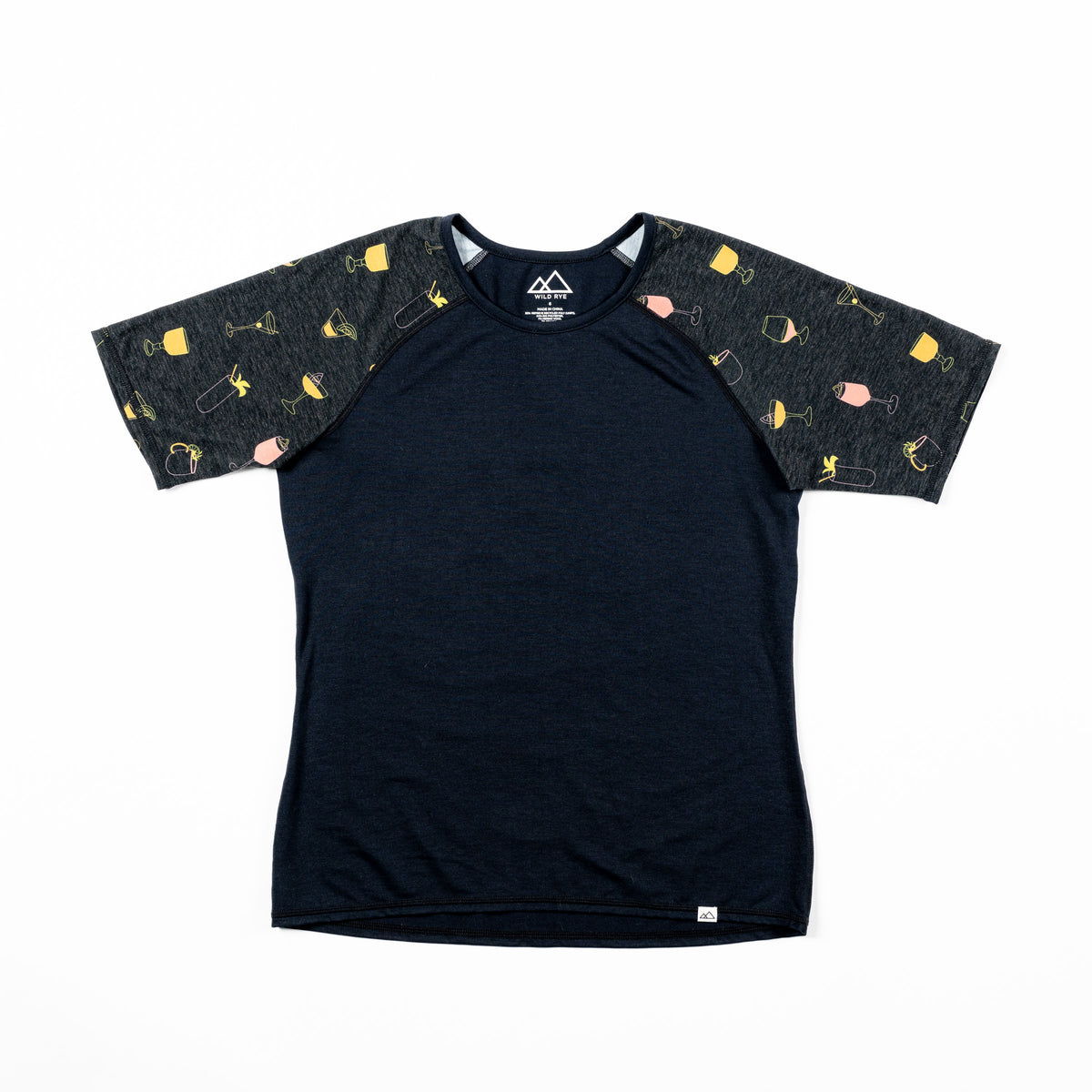 [Happy Hour] Nona LITE Happy Hour shirt with colorful drink patterns on sleeves